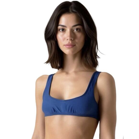 J. Crew Women’s Heritage Scoopneck Bikini Top BX611 Size XS In Blue NWT - Picture 1 of 5
